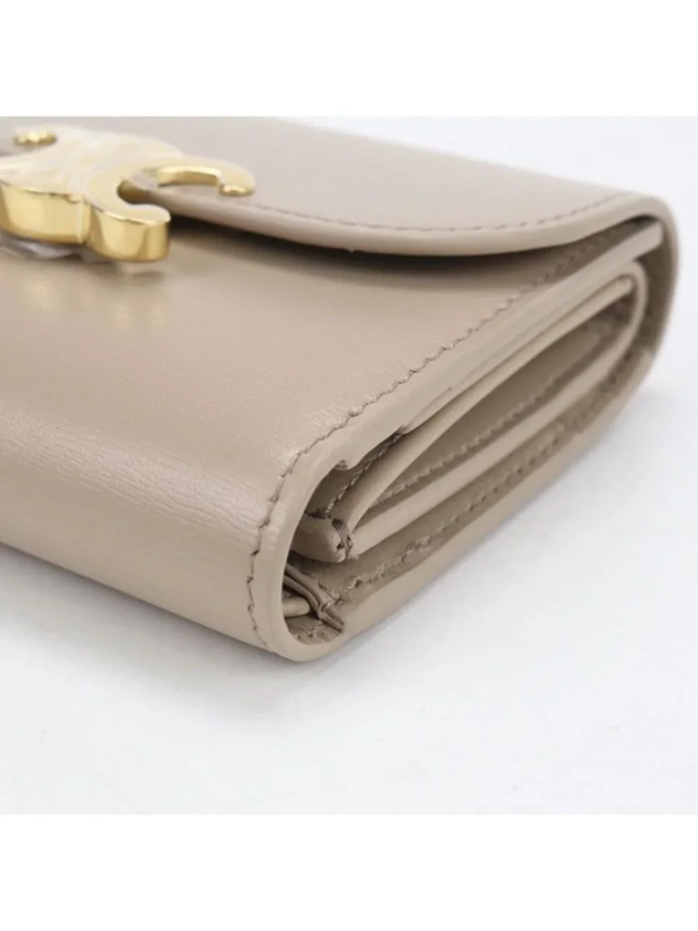 Celine Small Flap Wallet Triomphe Trifold Shiny Calfskin